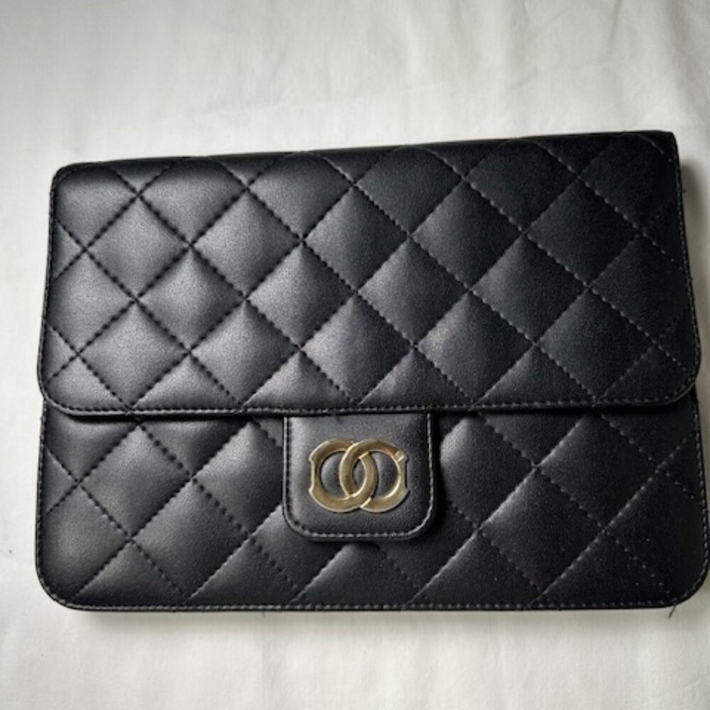 Black Faux Leather Clutch